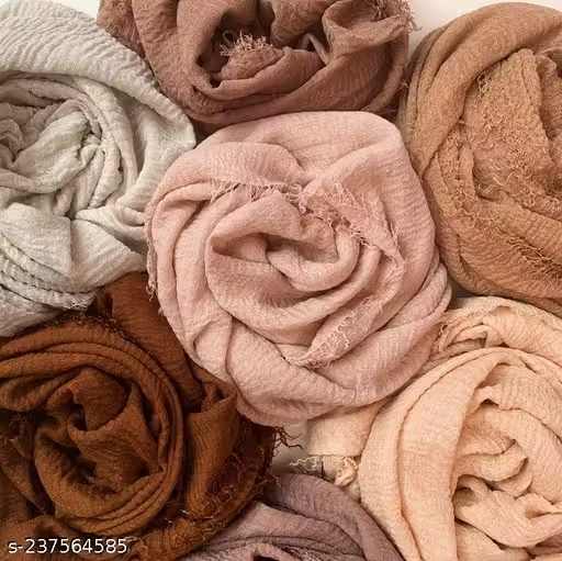 Premium Crinkle Cotton Everyday Hijab Set of 2 Combo Scarf Wear Stole size 70cm x 180cm - Image 2