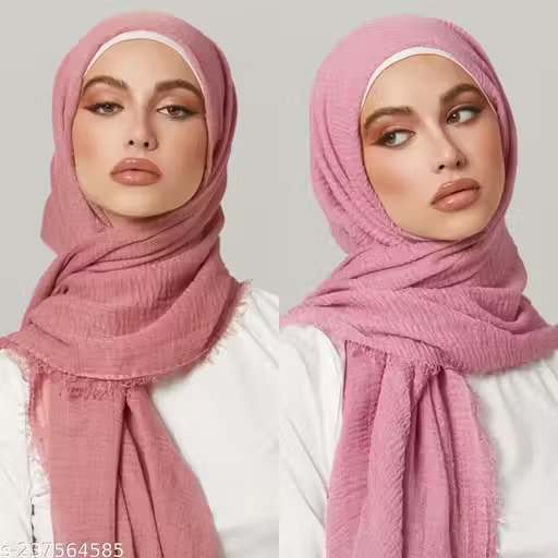 Premium Crinkle Cotton Everyday Hijab Set of 2 Combo Scarf Wear Stole size 70cm x 180cm